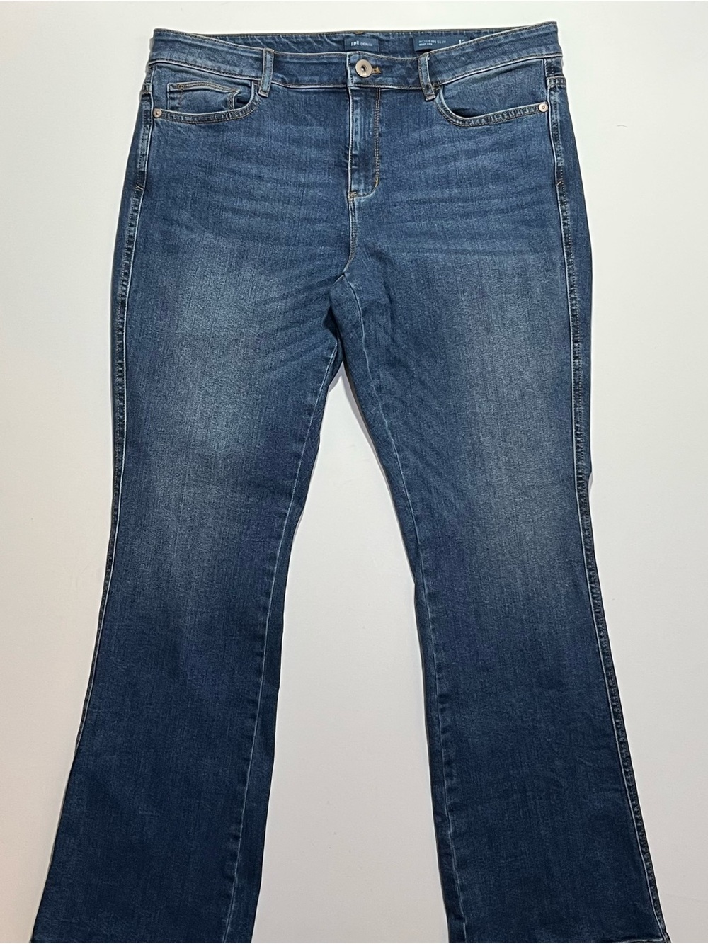 J Jill Modern Slim Boot Cut Mid Rise Stretch Blue Jeans, Size 12 Petite